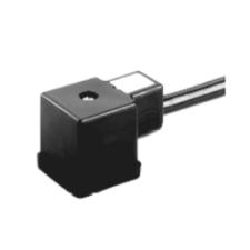 DIN 43650 8mm For Solenoid Valve Applications Black PVC Cable & Connector DUAL JUMPED GROUND PINS Molded cable assemblies can be mounted with cable exiting the ground side or opposite.