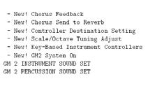 GM 1 - General Midi version 1 Standard for instruments for playing GM files Implemented