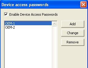 Specific passwords for data point access (OEM) Procedure Ensure that administration view is selected Go on with menu Tools > Device access