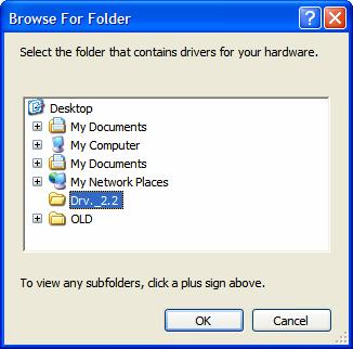 5. Select the folder where the extracted drivers are located, then click OK.