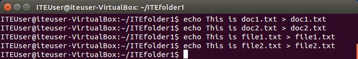 ~/ITEfolder3: is the current working directory. The symbol ~ represents the current user s home directory. In this example, it is /home/iteuser. $: indicates regular user privilege.