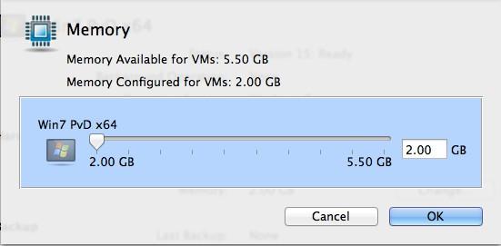 memory, or manually enter a value: You must restart the VM after changing the memory setting.