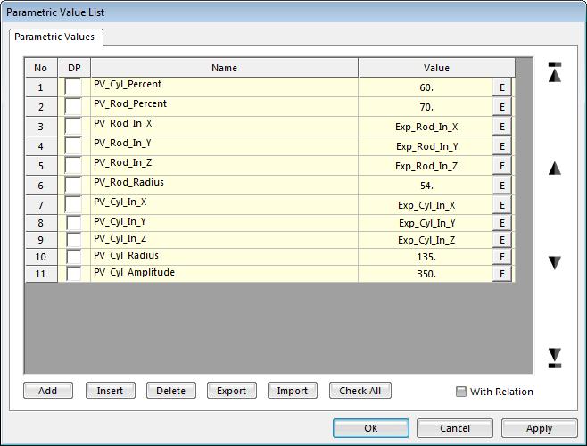 Creating a Parametric Value You will first create a parametric value (PV) in the Hydraulic cylinder subsystem. To create a PV: 1. Enter the Subsystem edit mode for the hydraulic cylinder.