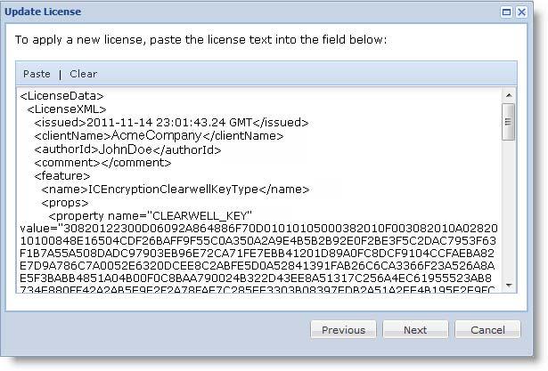 (As shown in this example, you can choose to copy and paste the license information you