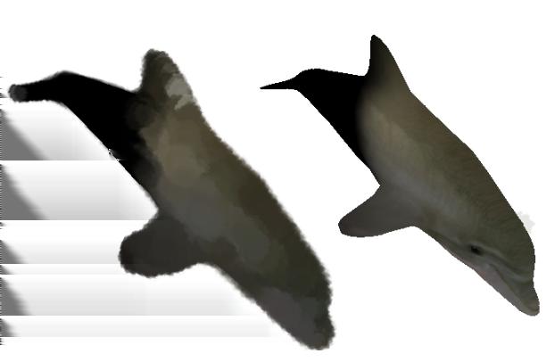 A dolphin with and without a painterly effect.