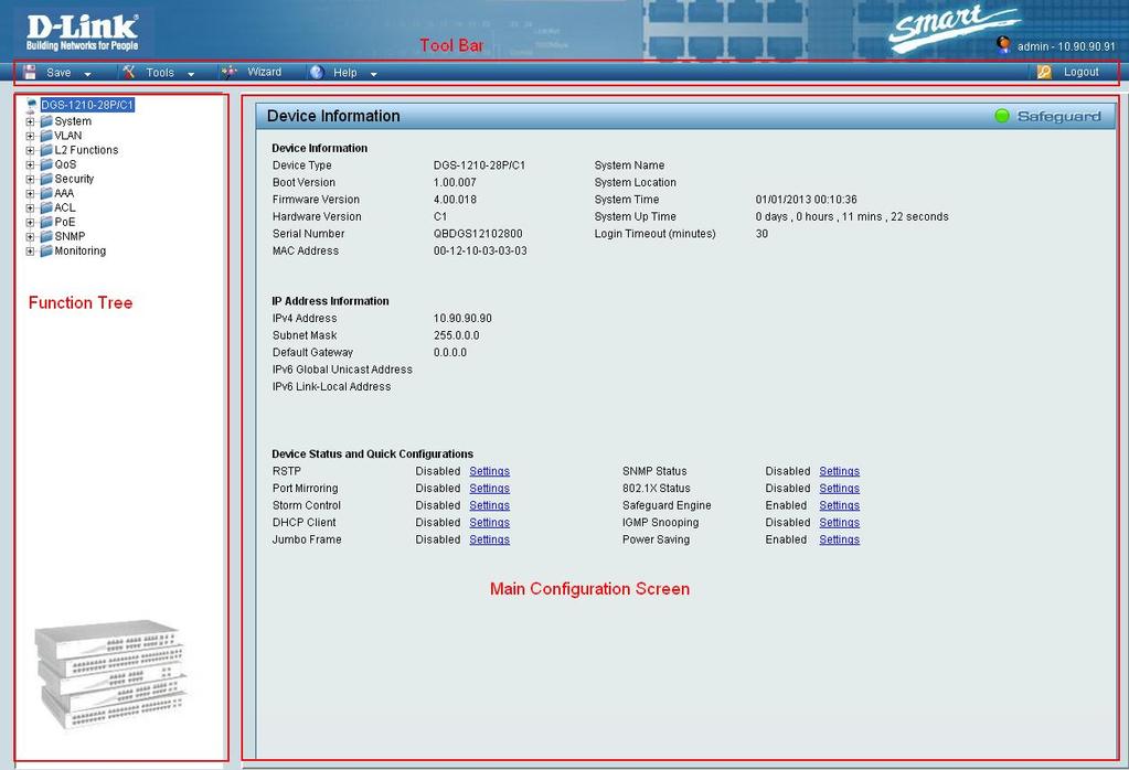 Web-based Management After clicking the Exit button in Smart Wizard you will see the screen below: Figure 4.5 Web-based Management The above image is the Web-based Management screen.