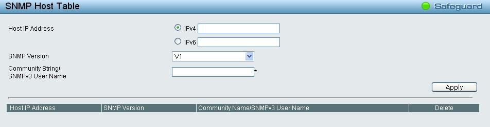 SNMP > SNMP > SNMP Host This SNMP Host page is to configure the SNMP trap recipients. Figure 4.