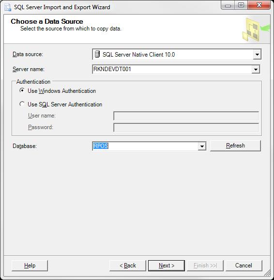 4. On the Choose a Destination window: a. Set the Destination to Microsoft Access (if using the SQL Server 2014 version, select Microsoft Access (Microsoft Access Database Engine) ) b.