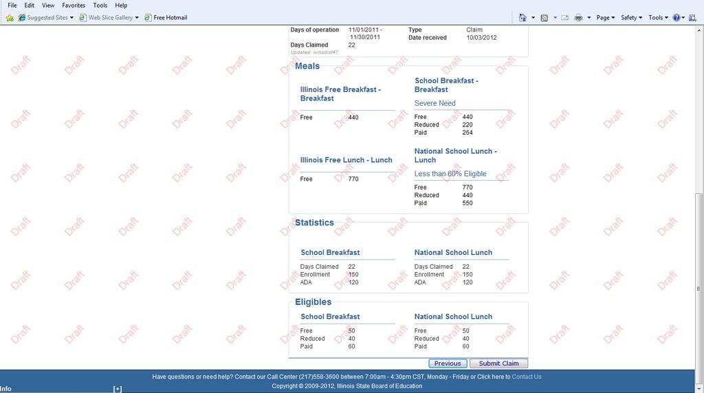 If any changes need to be made, navigate back to the Meal Count Entry screen or Statistics screen by using the