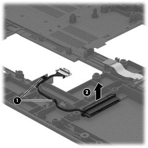 2. Remove the hard drive connector (2).