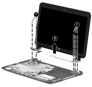 5. Remove the display assembly (2). If it is necessary to replace any of the display assembly subcomponents: 1. To remove the display bezel: a.