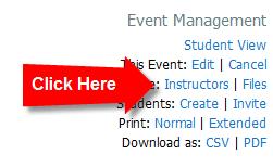 Adding an Instructor to an Event To add an instructor to an event: 1.