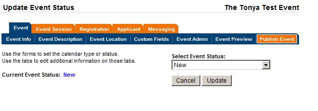 Publish event allows the user to adjust the status of the event and make it
