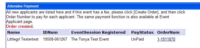 enter the payment or advise the attendee to log