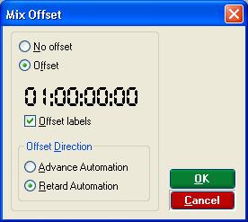 Encore Plus for 88RS User Manual Issue 3.1 Set Offset This is used to offset the automation system from the incoming timecode. > Change the timecode manually or use a preset (A to F).