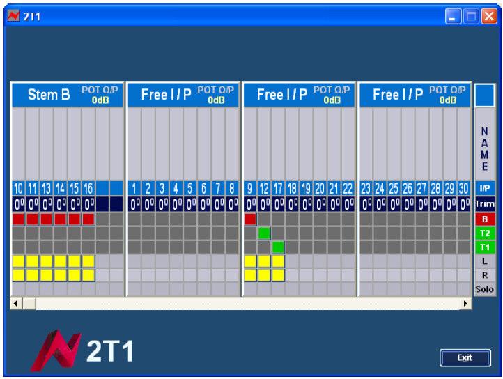 > Pressing either button of each linked pair in the Bay Selector will display the selected 24 channels stem assignment data.