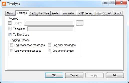 SETTINGS TAB The Settings Tab is where you choose what messages to log and