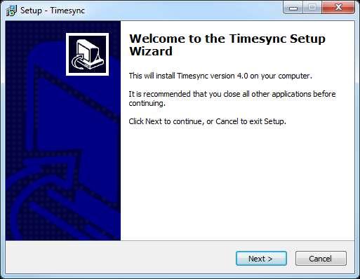APPLICATION INSTALLATION TimeSync 4 Run the Installation file, setup64.exe for 64 bit systems and setup32.