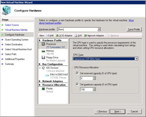 Administrative Provisioning Centralized Library of VM Templates New VM created