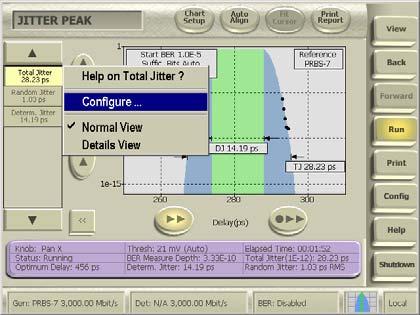 On the BERTScope, select View then Physical Layer Test and Jitter Peak and click on