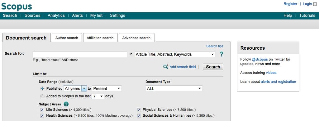 SCOPUS: REGISTERING AND LOGGING you can create your personal account in : the account is useful for: -