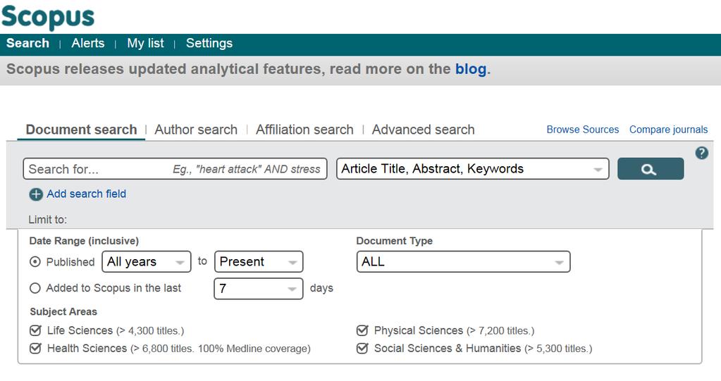 SCOPUS: SEARCH personal features bibliographic search