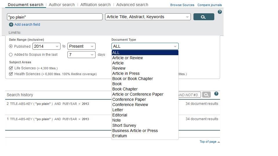SCOPUS: DOCUMENT SEARCH you can choose a