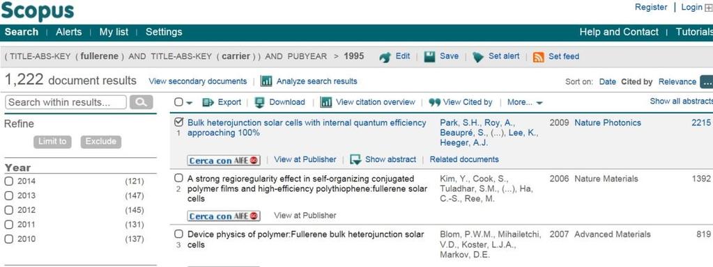 SCOPUS: CITATION OVERVIEW citation overview lets you understand and compare the citational