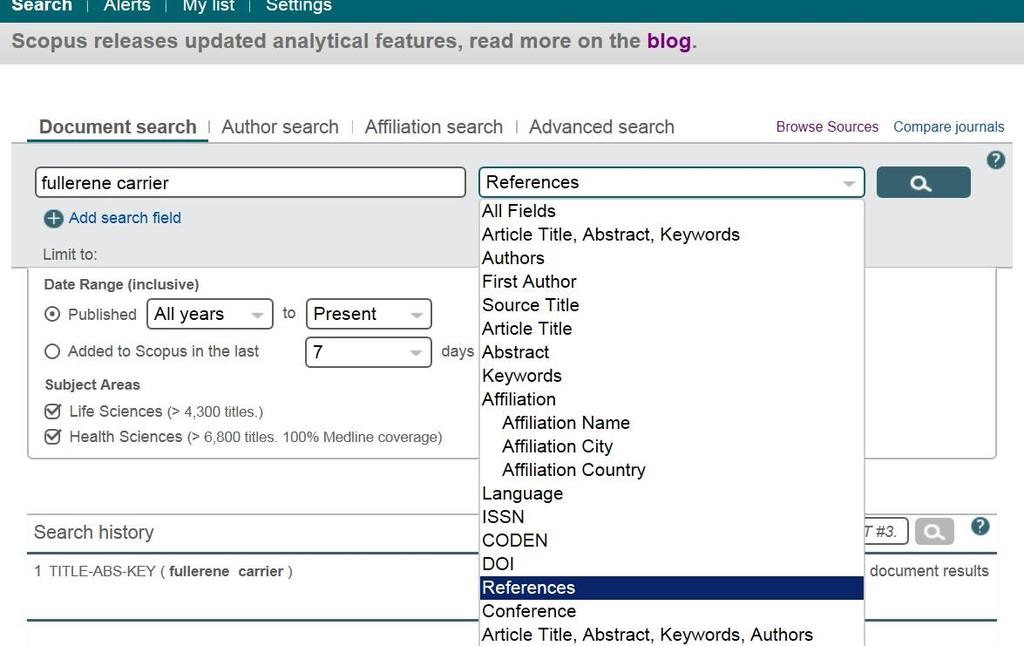 SCOPUS: REFERENCES SEARCH you can focus your