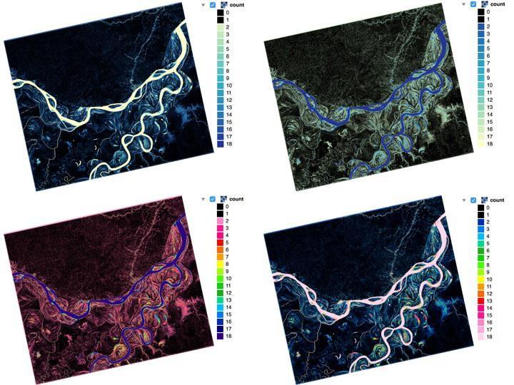 H) Sample Colorized Inundation Maps Figure 12: Map of inundation in Amazon rain forest.