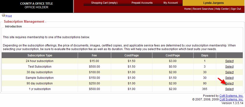 1. If you have not paid for a subscription or your subscription expired, you will be prompted to select a