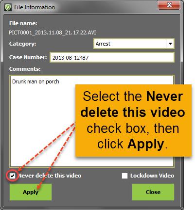 ADDING COMMENTS TO VIDEOS To add comments to a video: Highlight the video and click the Add Details button in the lower-left corner of the window. The File Information window is displayed.