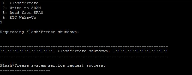 Figure 1 Flash*Freeze Shutdown 6. Press 4 to exit Flash*Freeze.