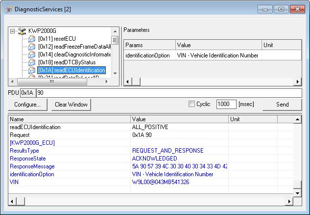 ODX-LINK Tutorial ETAS Click Send. The service request is sent to the simulated ECU. The contents of the service request and the ECU response are displayed in the bottom section of the window.