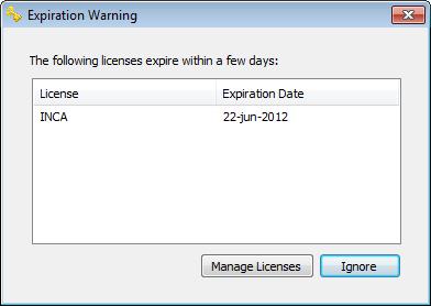 ETAS Installation 2.3.5 The "Expiration Warning" Window If your installed license runs out in the next 30 days, a warning is shown when you open the ETAS software.