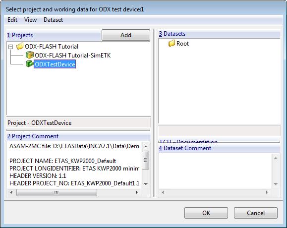 A window opens in which you can select a TDEV file. Select the configuration for the test device.