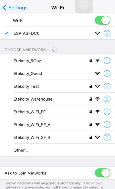 4. Navigate to your list of available Wi-Fi networks and connect to ESP####.