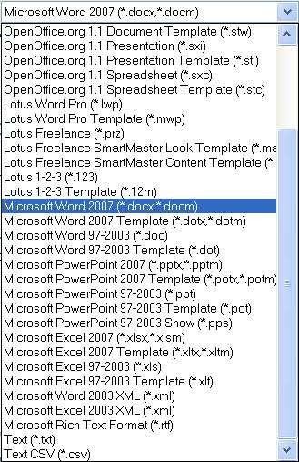 Microsoft Office 2007 File Format Import Support Supported in Lotus Symphony 1.
