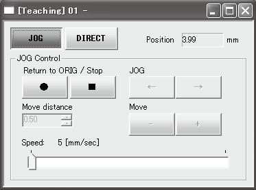Test DRV xis 0 Step No. Movement MOD Posn Step data setup screen Test screen 2.
