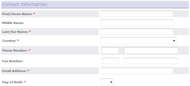 3. Form Section Contact Information Complete all of your information in the required fields in the Contact Information section.