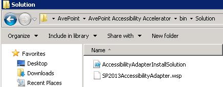Installing the Slutin T install AvePint Accessibility Acceleratr slutin, cmplete the fllwing steps: 1. Navigate t the directry where the AvePint Accessibility Acceleratr files live.