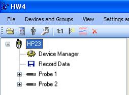 After detection by HW4, the HP23 appears as an icon in the left pane of the HW4 main screen.