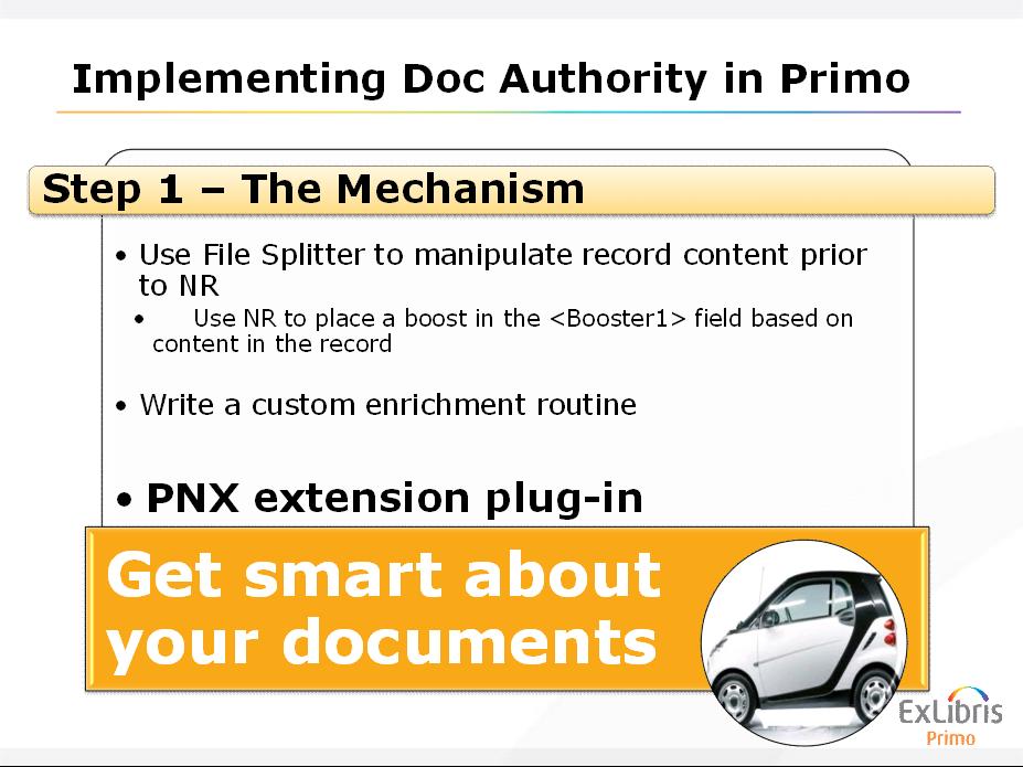 Implementing document authority in Primo.