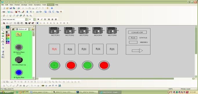 control room. Real time status of field devices shows in fig 7. A. SIMULATION OF LADDER PROGRAMING We studied the three types of plc like Siemens, Schneider, and LG.