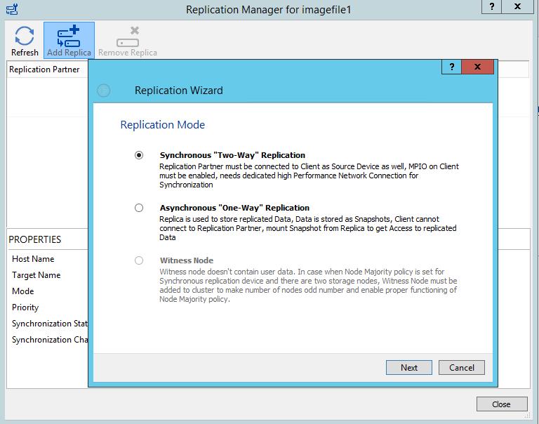 The Replication Manager window appears.