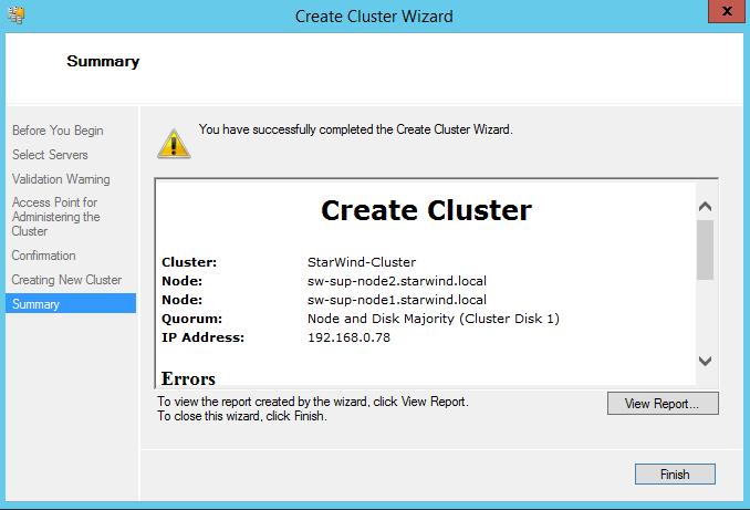 The process of cluster creation starts.