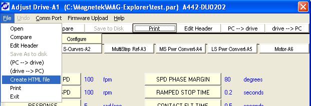 Create HTML file create an electronic parameter file 1.