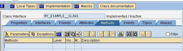 ... October 2005 there, step by step, through the menu. You can do the same for the other methods on your own. Now create the method SAVE_NAME with an input parameter.