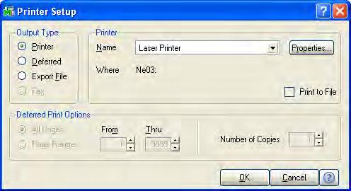 module 1 In the report, listing, or form window, the default printer is assigned automatically and displays at the bottom of the window.