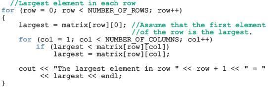 Print Input Use a nested loop to output the components of a two dimensional array: Examples: To input into row number 4 (fifth row): To input data into each component of matrix: 43 44 Sum by Row Sum